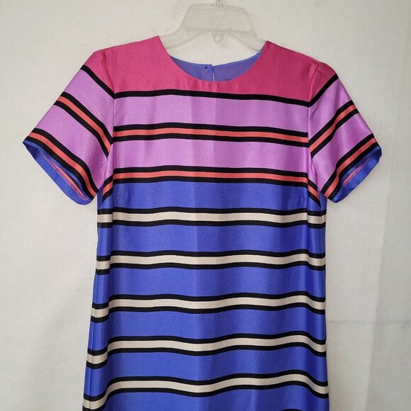 Ann Taylor Multicolor Stripe Maxi Dress Womens‎ XS Lined Silk Feel Side Slits - Picture 2 of 12